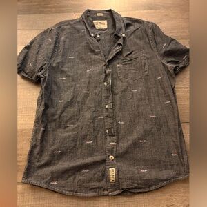 Hollister Men's Chambray denim embroidered button down shirt